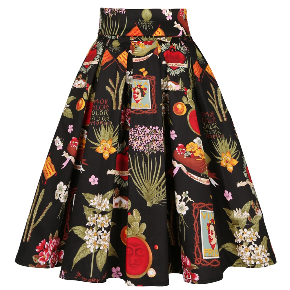 Western Girl Print High Waist Floral Pleated Skirt 50s 60s Women Summer Black Flower Rockabilly Vintage Midi Plus Size Skirts
Western Girl Print High Waist Floral Pleated Skirt 50s 60s Women Summer Black Flower Rockabilly Vintage Midi Plus Size Skirts