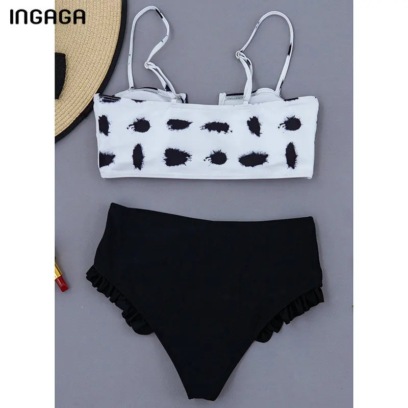 INGAGA High Waist Bikinis Women's Swimsuits V-neck Swimwear Black Ruffle Biquini Bathing Suits Printing Beachwear 2021 New
INGAGA High Waist Bikinis Women's Swimsuits V-neck Swimwear Black Ruffle Biquini Bathing Suits Printing Beachwear 2021 New