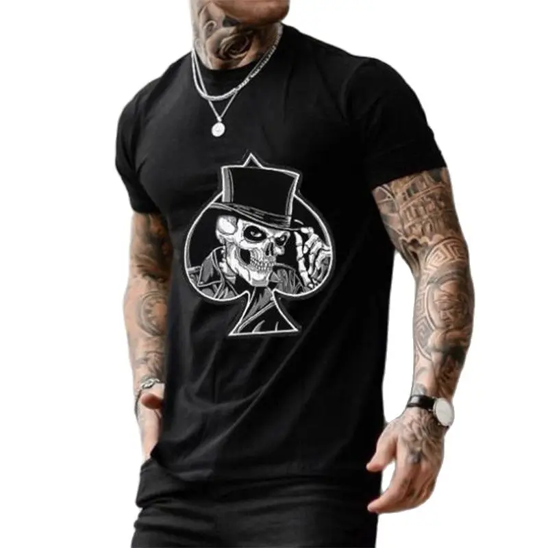 2021 summer new fashion men's T-shirt poker skull print short-sleeved round neck T-shirt
2021 summer new fashion men's T-shirt poker skull print short-sleeved round neck T-shirt