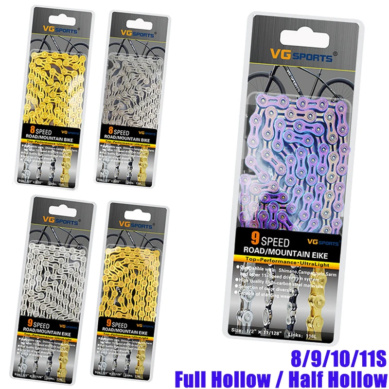 1*Bike Chain Sports 8/9/10/11 Speed Bike Chain MTB Road Racing Bicycle Hollow 116L Cycling Alloy Durable And Practical
1*Bike Chain Sports 8/9/10/11 Speed Bike Chain MTB Road Racing Bicycle Hollow 116L Cycling Alloy Durable And Practical