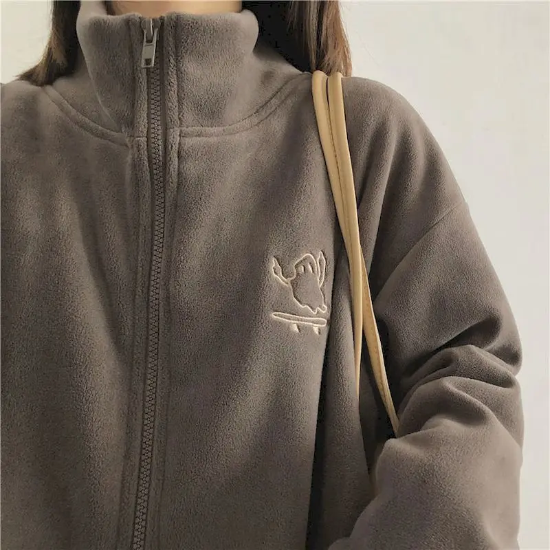 Sweatshirt Cardigan Zipper Hoodie Polar Fleece Woven Turtleneck Jacket Korean Streetwear Harajuku Straight Coat Women Top Cloth
Sweatshirt Cardigan Zipper Hoodie Polar Fleece Woven Turtleneck Jacket Korean Streetwear Harajuku Straight Coat Women Top Cloth