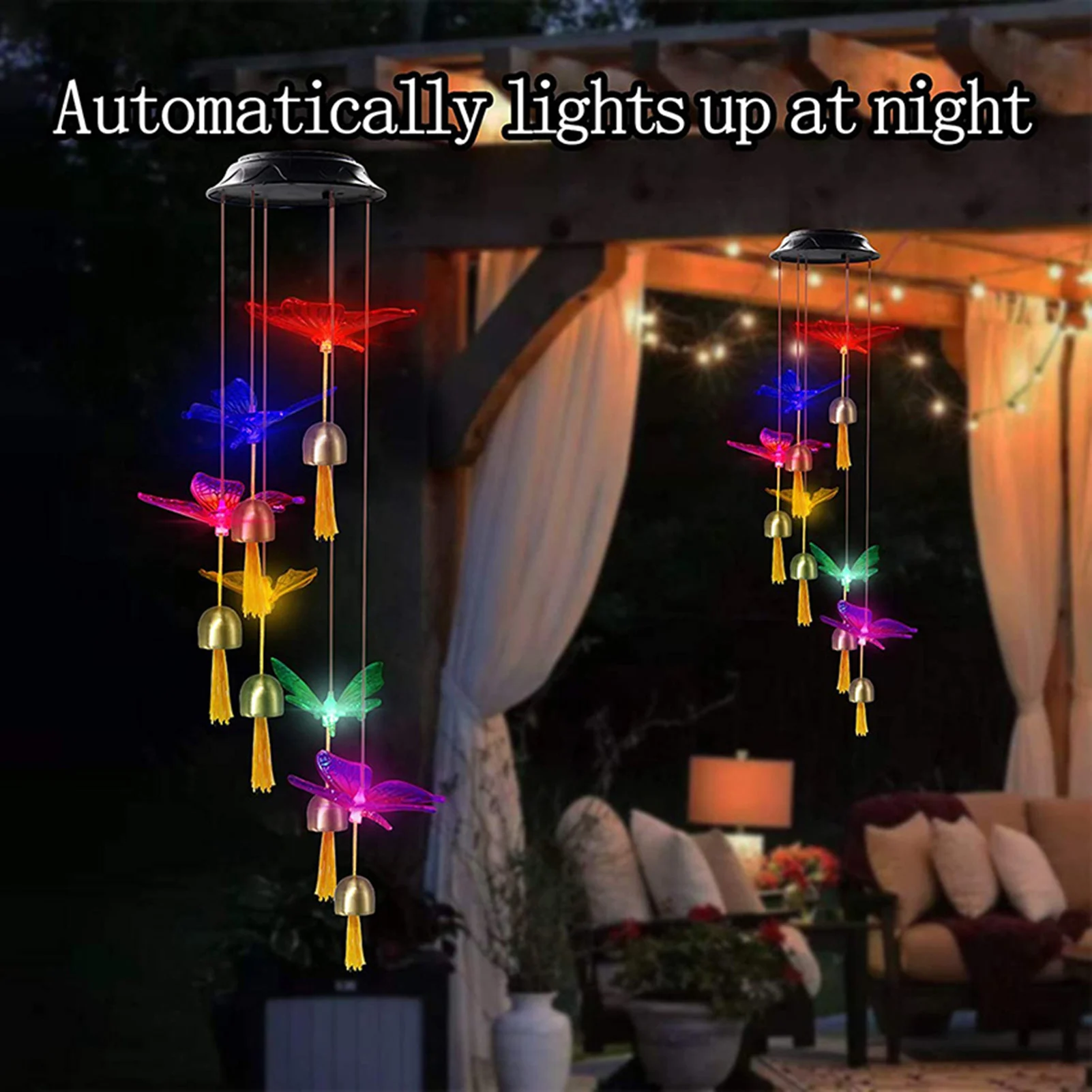 Solar Powered Outdoor LED Colorful Solar Butterfly Bell And Wind Chime Lamp Garden Lawn Landscape Light For Garden Decoration
Solar Powered Outdoor LED Colorful Solar Butterfly Bell And Wind Chime Lamp Garden Lawn Landscape Light For Garden Decoration