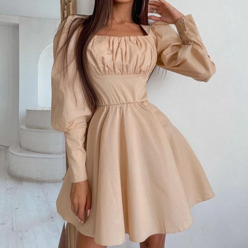 Tops Women 2021 Early Autumn Women's Dress Square Neck Fashion Street Skirt with Waist Solid Color Women Clothes платье женское
Tops Women 2021 Early Autumn Women's Dress Square Neck Fashion Street Skirt with Waist Solid Color Women Clothes платье женское