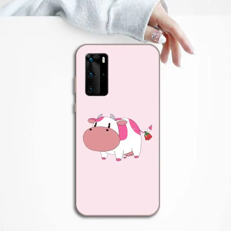 Pink cute strawberry cow animal Phone Case Transparent for Huawei P honor 8 10i 20 30 40 smart 2019