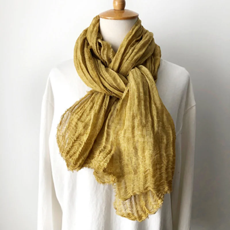 Spring Autumn Pure Color Cotton Men's Literary Scarf Natural Tie-Dye Folds Pure Linen Warp Knitted Bib Female Shawl N13
Spring Autumn Pure Color Cotton Men's Literary Scarf Natural Tie-Dye Folds Pure Linen Warp Knitted Bib Female Shawl N13