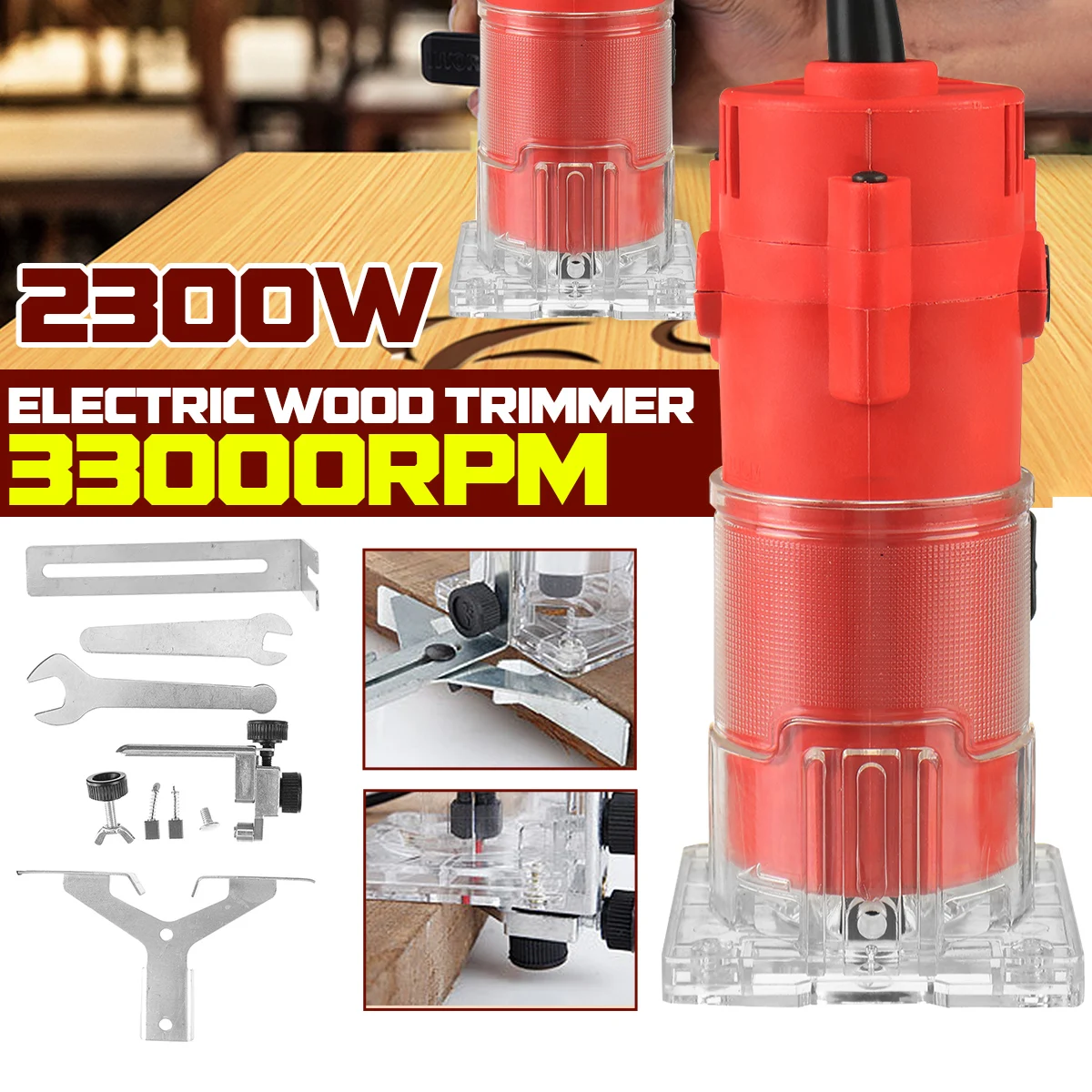 2300W 33000rpm Woodworking Electric Trimmer Wood Milling Engraving Slotting Trimming Machine Hand Carving Machine Wood Router
2300W 33000rpm Woodworking Electric Trimmer Wood Milling Engraving Slotting Trimming Machine Hand Carving Machine Wood Router