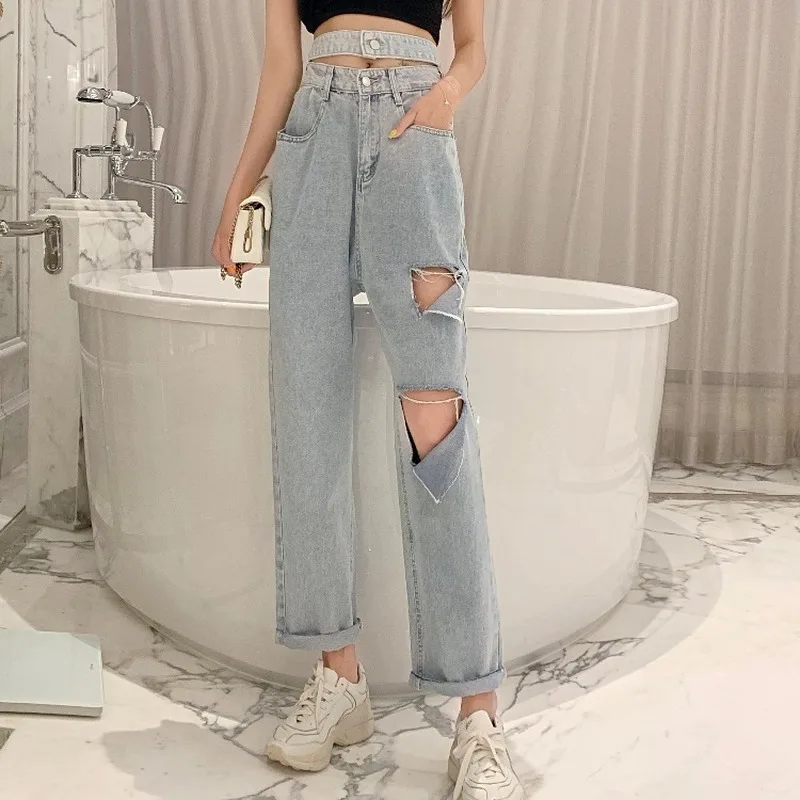 New High Waist Women's Fashion Loose Destroyed Hole Denim Jeans Pants Casual Vintage Harem Pants Boyfriend Jeans Trousers
New High Waist Women's Fashion Loose Destroyed Hole Denim Jeans Pants Casual Vintage Harem Pants Boyfriend Jeans Trousers