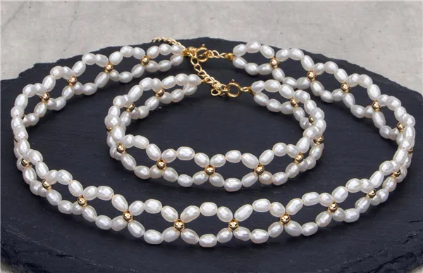 HABITOO 5-6mm Natural Freshwater White Pearl Weave Necklace Bracelet Set for Women Fashion Jewelry Sets 14k Filled Gold Clasp
HABITOO 5-6mm Natural Freshwater White Pearl Weave Necklace Bracelet Set for Women Fashion Jewelry Sets 14k Filled Gold Clasp