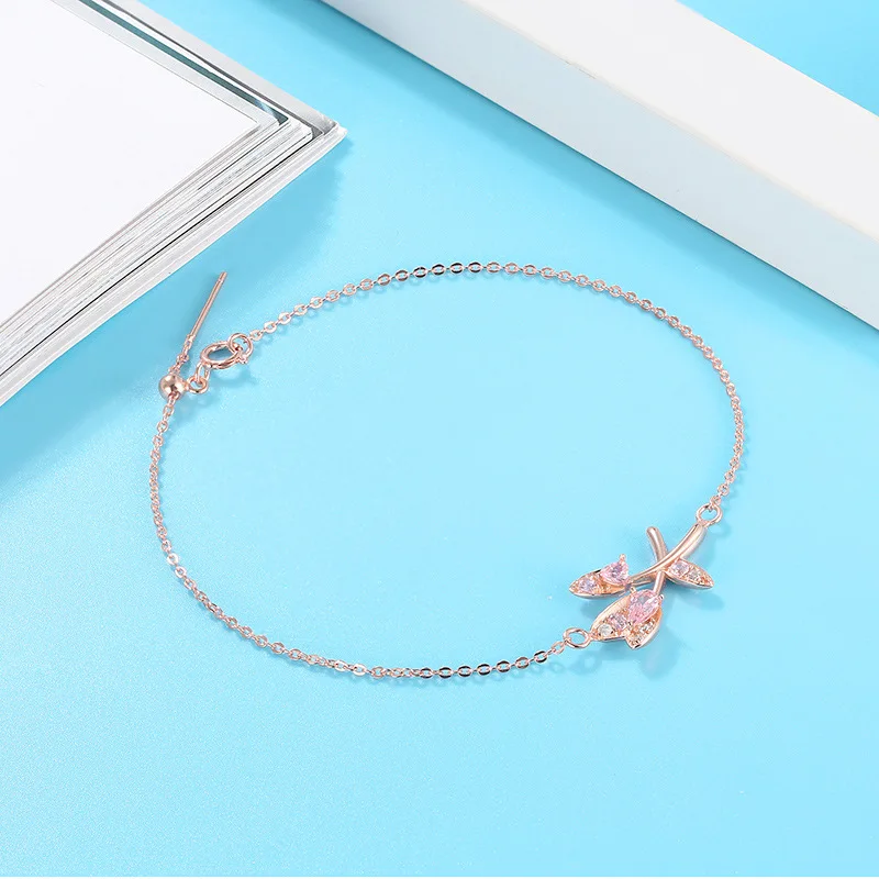 New Pink Zircon 925 Sterling Silver Flowers Rose Gold Bracelet For Girlfriend Fine Jewelry Valentine's Day Gift
New Pink Zircon 925 Sterling Silver Flowers Rose Gold Bracelet For Girlfriend Fine Jewelry Valentine's Day Gift