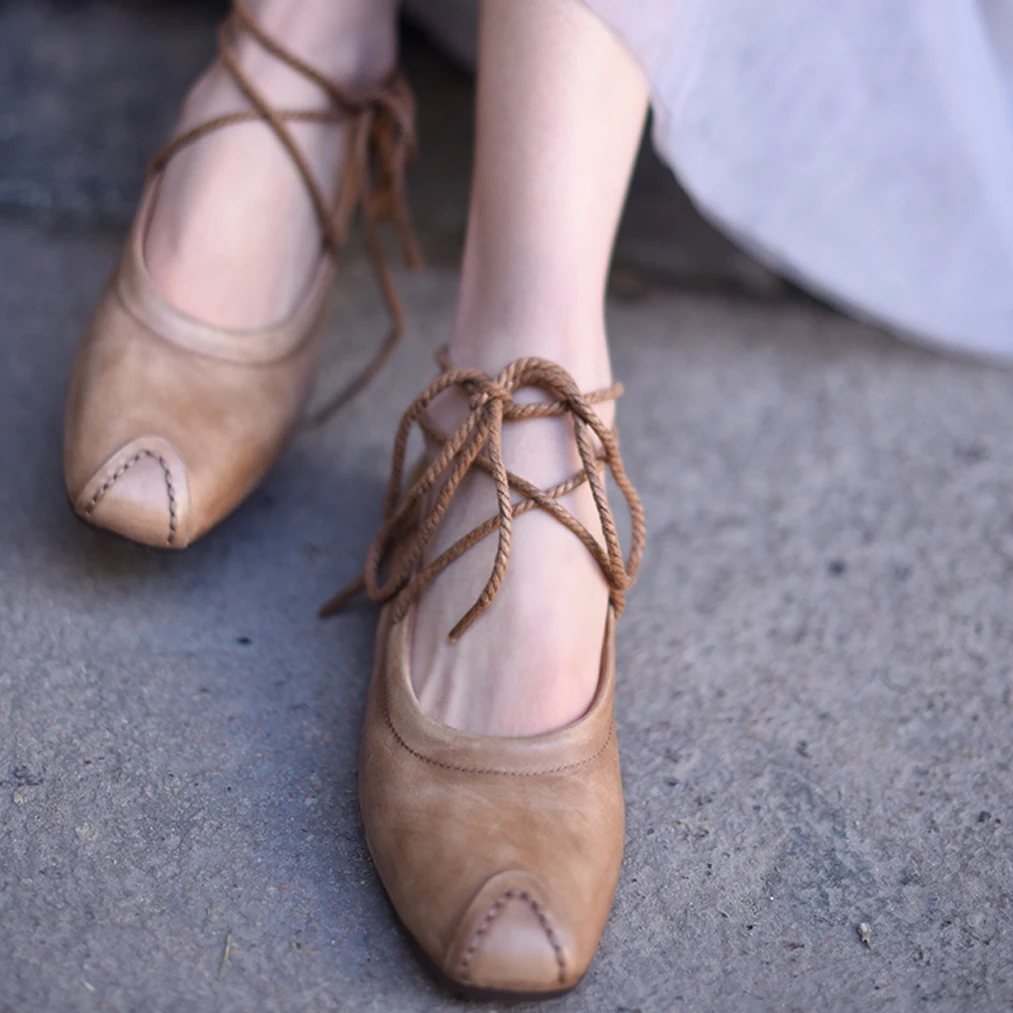 Туфли женские из натуральной кожи на шнуровке ручной работы | Обувь