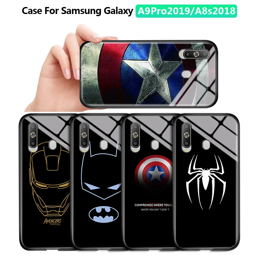 Чехол для Samsung Galaxy A9 Pro 2019 A8S 2018 A8 Star Marvel Ironman задняя крышка из закаленного стекла