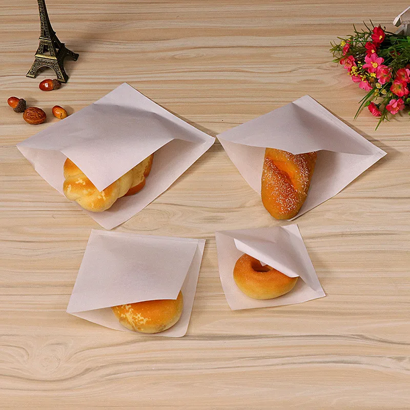 

100Pcs Oil Proof Paper Bag Sandwich Donut Disposable Takeaway Food Coated Greaseproof Fried Chicken Burger Packing