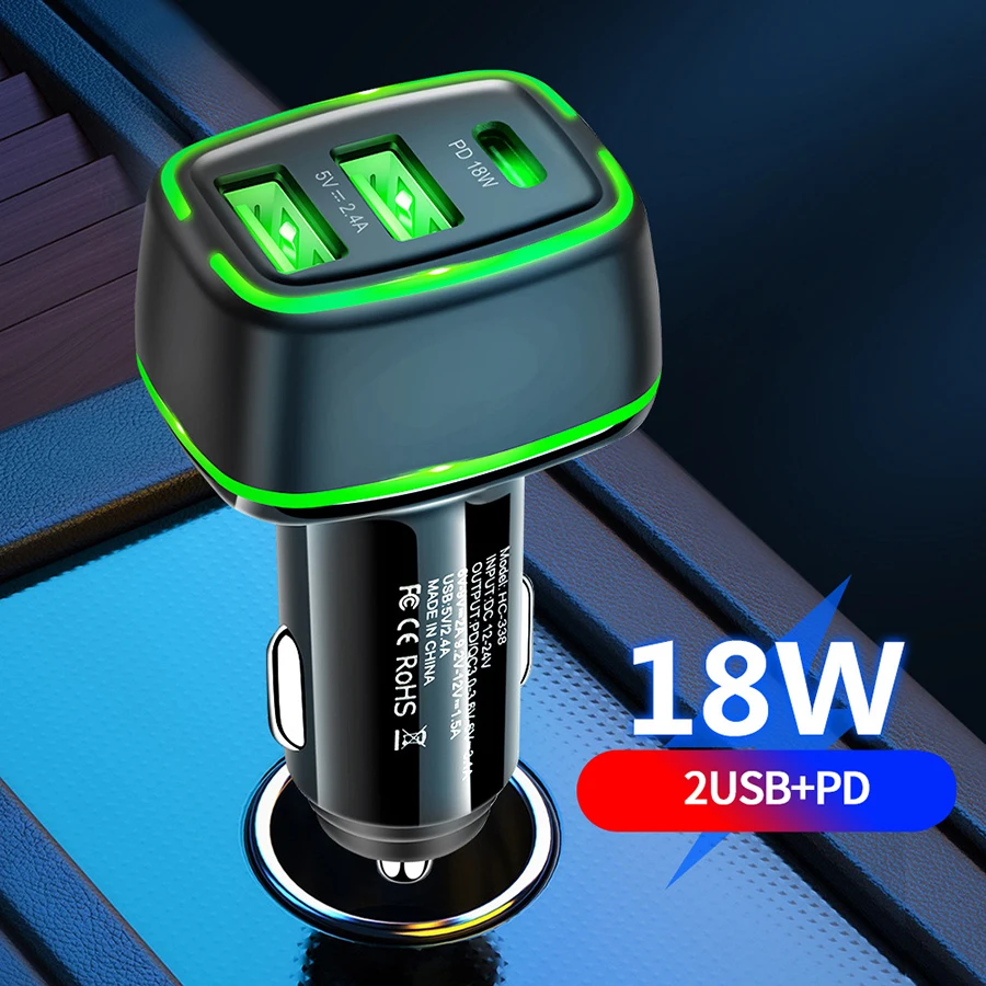 3 Ports 18W USB Car Charge USB Type C Quick Charge Car Phone Charging For iPhone 11 Xiaomi Huawei Mobile Phone Chargers in Car
3 Ports 18W USB Car Charge USB Type C Quick Charge Car Phone Charging For iPhone 11 Xiaomi Huawei Mobile Phone Chargers in Car