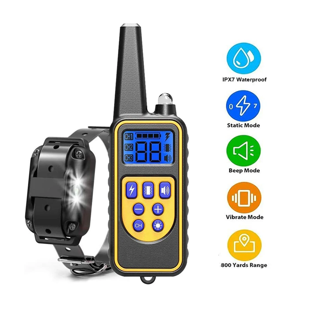 Электрический ошейник для дрессировки собак, 800 ярдов, водонепроницаемый перезаряжаемый ошейник с дистанционным управлением и ЖК-дисплеем ...
Электрический ошейник для дрессировки собак, 800 ярдов, водонепроницаемый перезаряжаемый ошейник с дистанционным управлением и ЖК-дисплеем ...