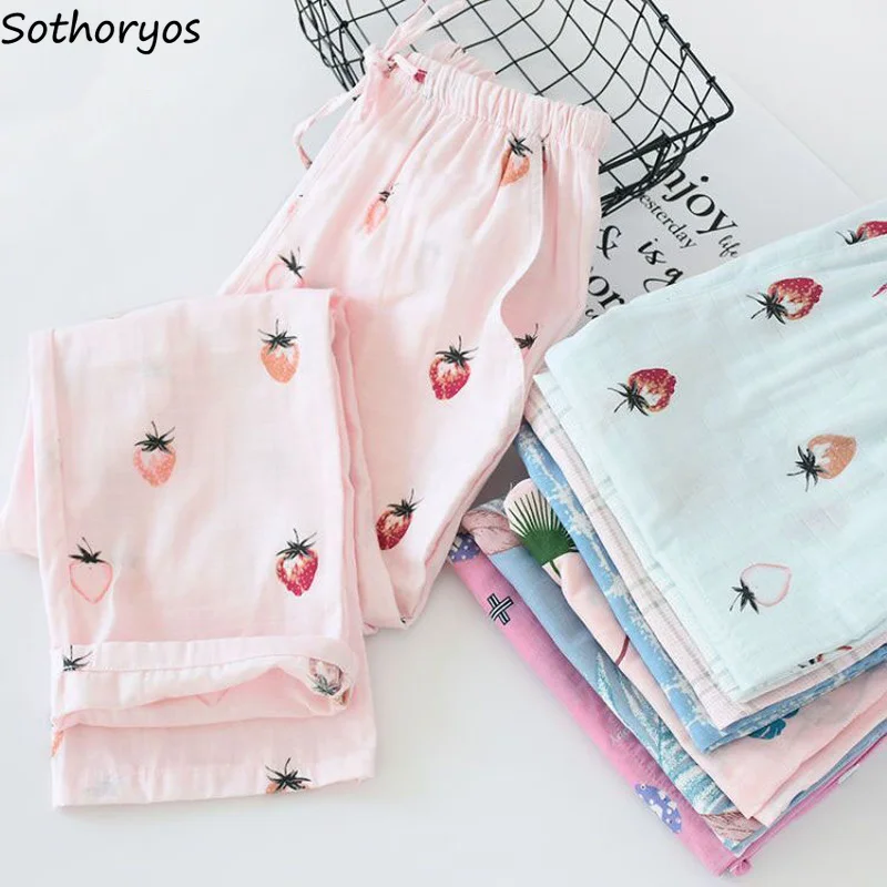 Women Sleep Bottoms Cotton Spring Summer Breathable Loose Straight All-match Print Sweet Cute Homewear Trousers Ulzzang Simple
Women Sleep Bottoms Cotton Spring Summer Breathable Loose Straight All-match Print Sweet Cute Homewear Trousers Ulzzang Simple