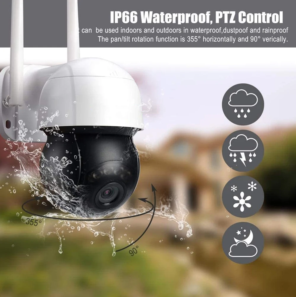 3MP 1080P Mini PTZ WiFi IP Camera Outdoor 4X Digital Zoom Speed Dome Security CCTV Wireless Video Surveillance P2P ONVIF Home Se
3MP 1080P Mini PTZ WiFi IP Camera Outdoor 4X Digital Zoom Speed Dome Security CCTV Wireless Video Surveillance P2P ONVIF Home Se