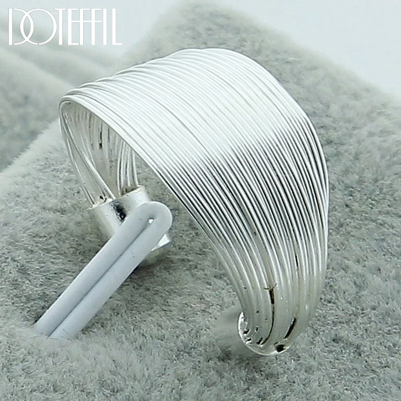 DOTEFFIL 925 Sterling Silver Multi-Line Open Ring For Women Wedding Engagement Party Fashion Charm Jewelry
DOTEFFIL 925 Sterling Silver Multi-Line Open Ring For Women Wedding Engagement Party Fashion Charm Jewelry