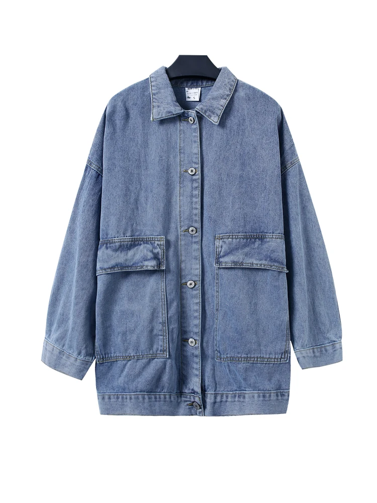 Korean Style All Match Loose Jeans Coat Female Fashion Chic Women Overcoat Autumn Single Breasted Denim Jacket
Korean Style All Match Loose Jeans Coat Female Fashion Chic Women Overcoat Autumn Single Breasted Denim Jacket