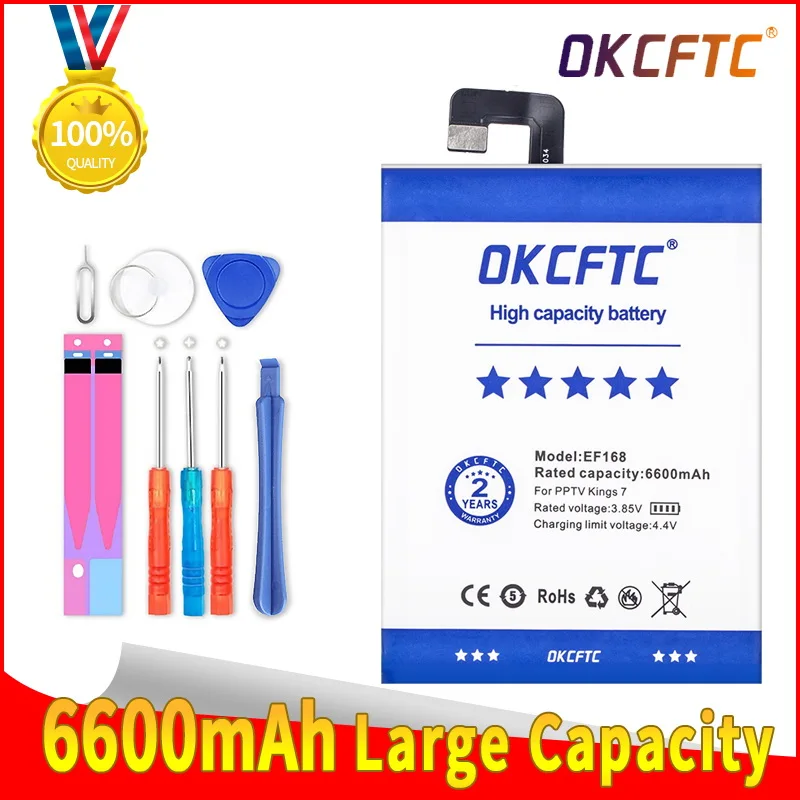 Original 6600mAh EF168 Battery For PPTV King7 King7S PP6000 Phone High Quality Battery+Tracking Number
Original 6600mAh EF168 Battery For PPTV King7 King7S PP6000 Phone High Quality Battery+Tracking Number