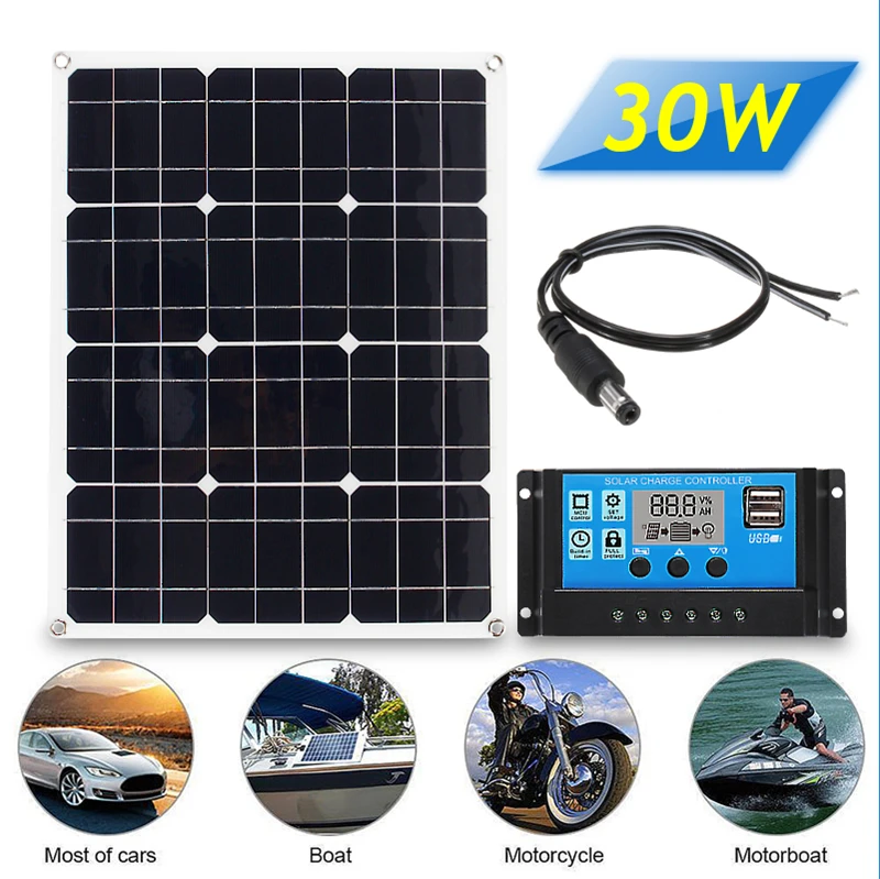 3in1 30W 12V/5V DC USB Solar Panel Kit Solar Power System Suit 20A PWM Multifunction Controller 30cm DC Cable free shipping 
3in1 30W 12V/5V DC USB Solar Panel Kit Solar Power System Suit 20A PWM Multifunction Controller 30cm DC Cable free shipping