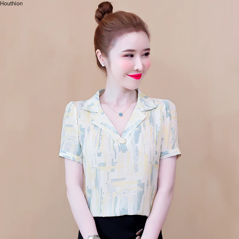 Polo Shirts Women Blouse Short Sleeve Tops Chiffon Blouses Loose Top Print Fashion Shirt Casual New 10067
Polo Shirts Women Blouse Short Sleeve Tops Chiffon Blouses Loose Top Print Fashion Shirt Casual New 10067