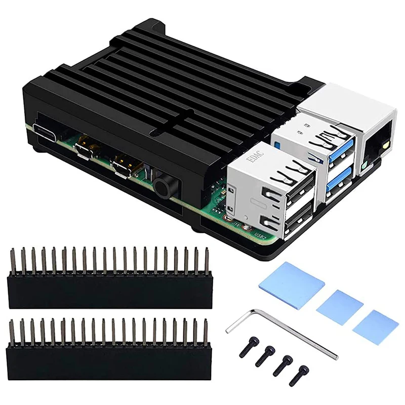 Корпус, ЧПУ защитный чехол с пассивным охлаждением/теплоотводом тепла для Raspberry Pi 4 (для Pi 4B без вентилятора) 
Корпус, ЧПУ защитный чехол с пассивным охлаждением/теплоотводом тепла для Raspberry Pi 4 (для Pi 4B без вентилятора)