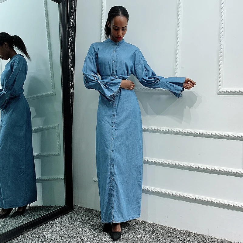 Siskakia Frilled Gigot Sleeve Denim Dress Africa Middle East Muslim Single-breasted Stand Collar Shirt Dress Blue Elegant Retro
Siskakia Frilled Gigot Sleeve Denim Dress Africa Middle East Muslim Single-breasted Stand Collar Shirt Dress Blue Elegant Retro