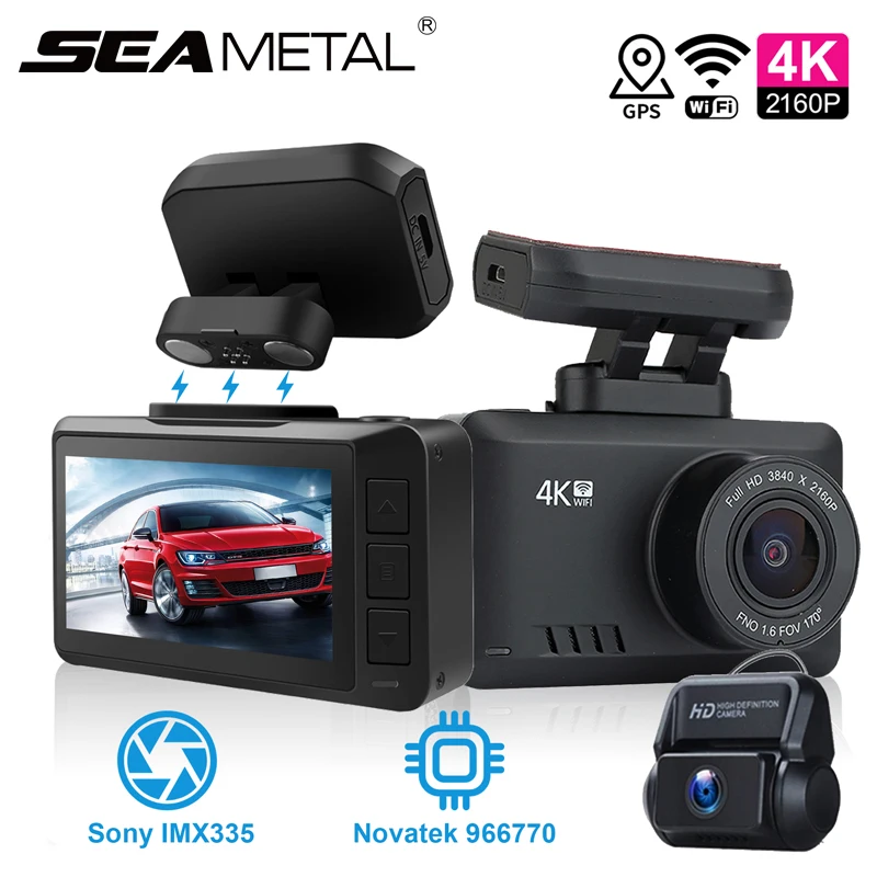 

Видеорегистраторы для автомобилей Камера WI-FI Dash Cam 4K видео Регистраторы 3840*2160P UHD камера приборной панели GPS маршрут приложение Управление Ав...