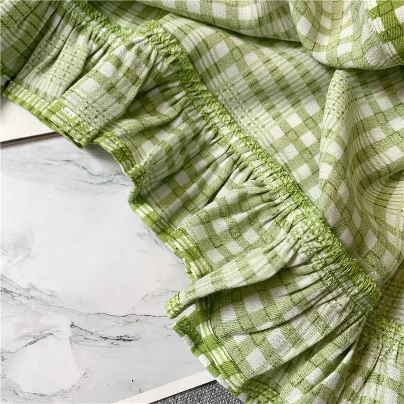 Women Dress Spring/Summer 2021 New Dress Fashionable Casual Sweet Green Plaid Strap Ruffle Dress
Women Dress Spring/Summer 2021 New Dress Fashionable Casual Sweet Green Plaid Strap Ruffle Dress