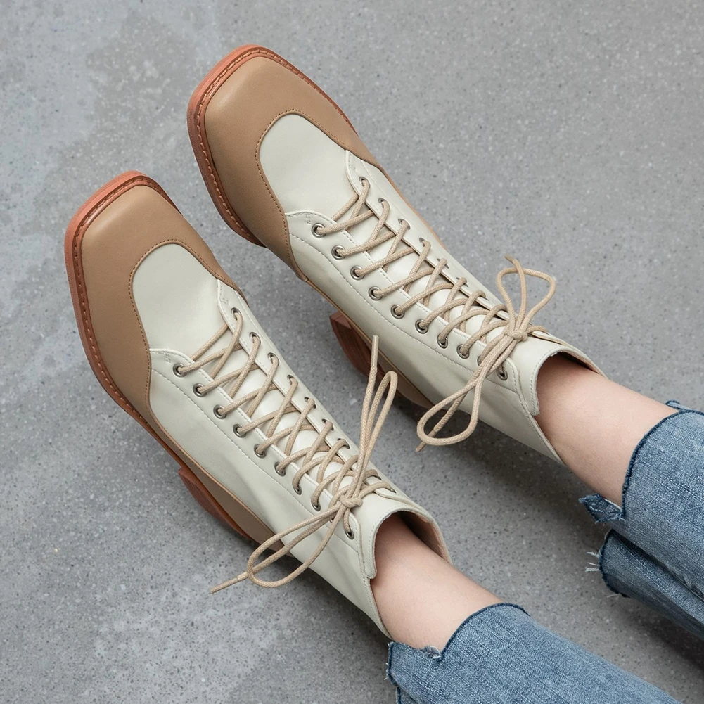 KARINLUNA Genuine Leather Female Daily Boots Mixed Colors Square Toe Chunky Heels Zip Cross Tied Women Boots Ankle Women Shoes 
KARINLUNA Genuine Leather Female Daily Boots Mixed Colors Square Toe Chunky Heels Zip Cross Tied Women Boots Ankle Women Shoes