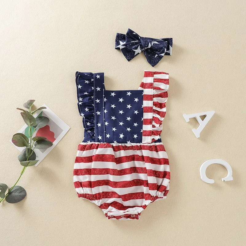 0-18M Newborn Baby Girl Independance Day Gift Star Striped Print Patchwork Holiday Party Romper Headband 2PCS Summer Clothes
0-18M Newborn Baby Girl Independance Day Gift Star Striped Print Patchwork Holiday Party Romper Headband 2PCS Summer Clothes