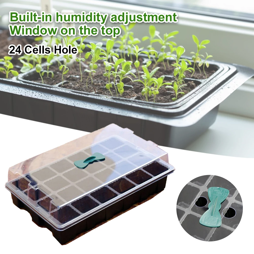24 Cells Plant Growing Trays Plant Germination Tray Nursery Pots Planter with Lids and Breather Hole
24 Cells Plant Growing Trays Plant Germination Tray Nursery Pots Planter with Lids and Breather Hole