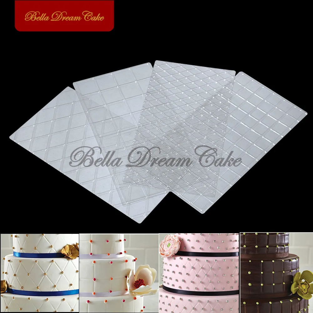 4pcs/set Lattic Transparent PlasticTexture Mold Plaid Fondant Imprint Mat Cake Mould Cake Decorating Tools Baking Accessories 
4pcs/set Lattic Transparent PlasticTexture Mold Plaid Fondant Imprint Mat Cake Mould Cake Decorating Tools Baking Accessories