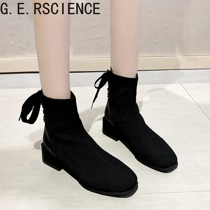 Short boots women's boots 2021 new retro single boots thick heel elastic mid heel lace fashion Martin boots
Short boots women's boots 2021 new retro single boots thick heel elastic mid heel lace fashion Martin boots