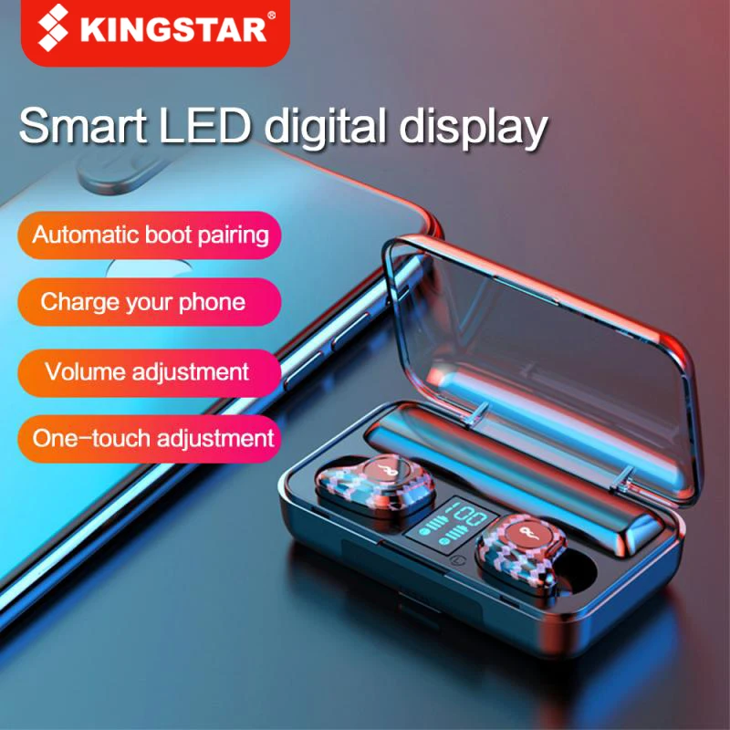 KINGSTAR Bluetooth Earphone 5.0 Wireless Headphones Stereo Sports Headset With 2000mAh LED Digital Display Charging Box
KINGSTAR Bluetooth Earphone 5.0 Wireless Headphones Stereo Sports Headset With 2000mAh LED Digital Display Charging Box