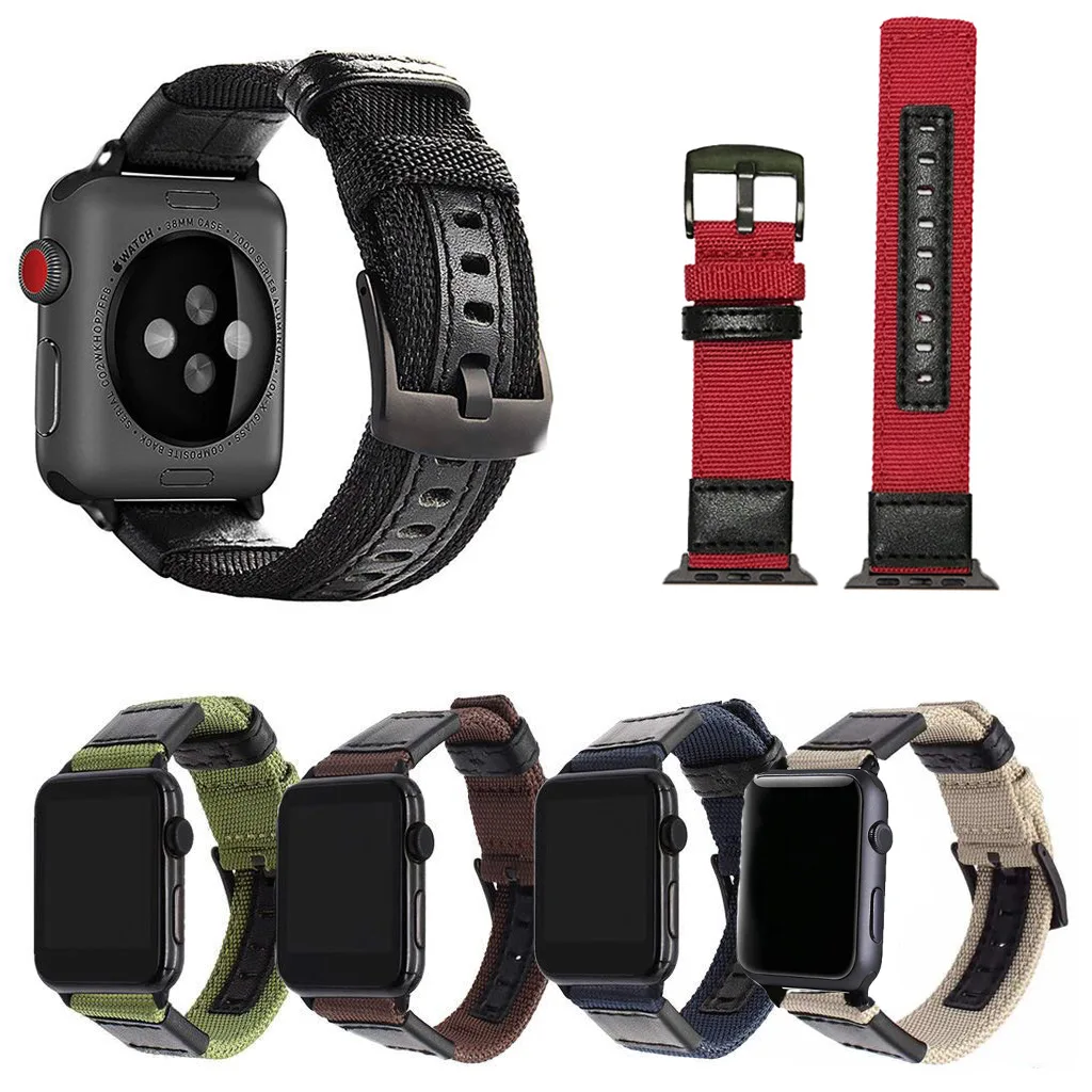 Nylon Strap For Apple watch band 44mm 40mm SE Bracelet Canvas Fabric leather belt for Applewatch 1 2 3 4 5 6 42mm 38mm correa
Nylon Strap For Apple watch band 44mm 40mm SE Bracelet Canvas Fabric leather belt for Applewatch 1 2 3 4 5 6 42mm 38mm correa