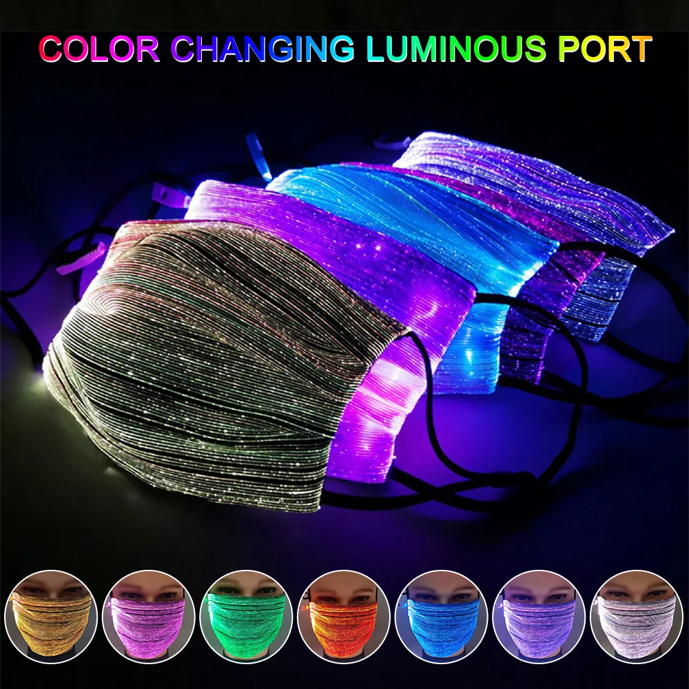 

LED Light up Mask Glowing Halloween Mask Luminous Dust Mask 7 Color Lights Party Rave Mask for Halloween Christmas Masquerade