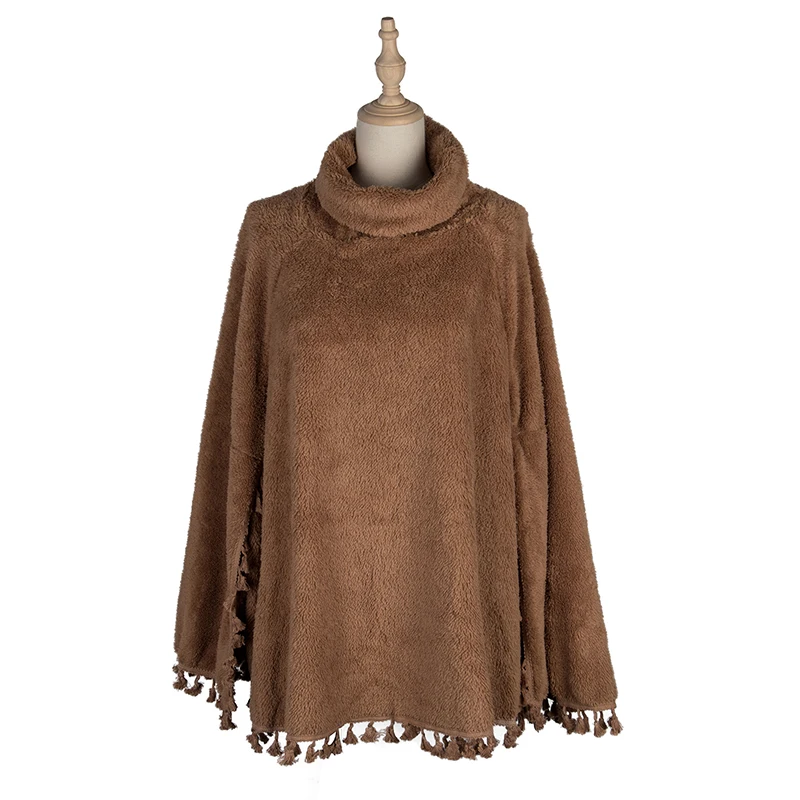 Autumn Winter Women's Cloak Turtleneck Solid Loose Female Jackets Pullover with Tassel Streetwear Casual Coat Ladies Outwear
Autumn Winter Women's Cloak Turtleneck Solid Loose Female Jackets Pullover with Tassel Streetwear Casual Coat Ladies Outwear