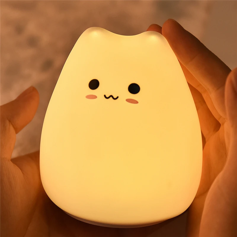 LED Cute Cat Night Light 7 Colorful Battery Silicone Soft Kid Bedside decorate light Baby Nursery Cartoon Lamp for Children Gift
LED Cute Cat Night Light 7 Colorful Battery Silicone Soft Kid Bedside decorate light Baby Nursery Cartoon Lamp for Children Gift