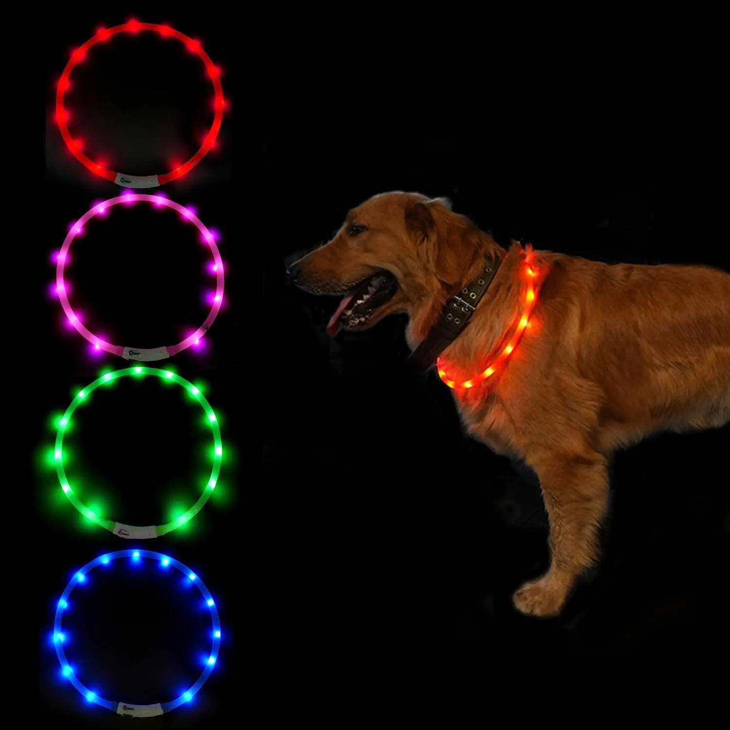 Светодиодный ошейник для собак ночник безопасность светящийся кольцо кошек