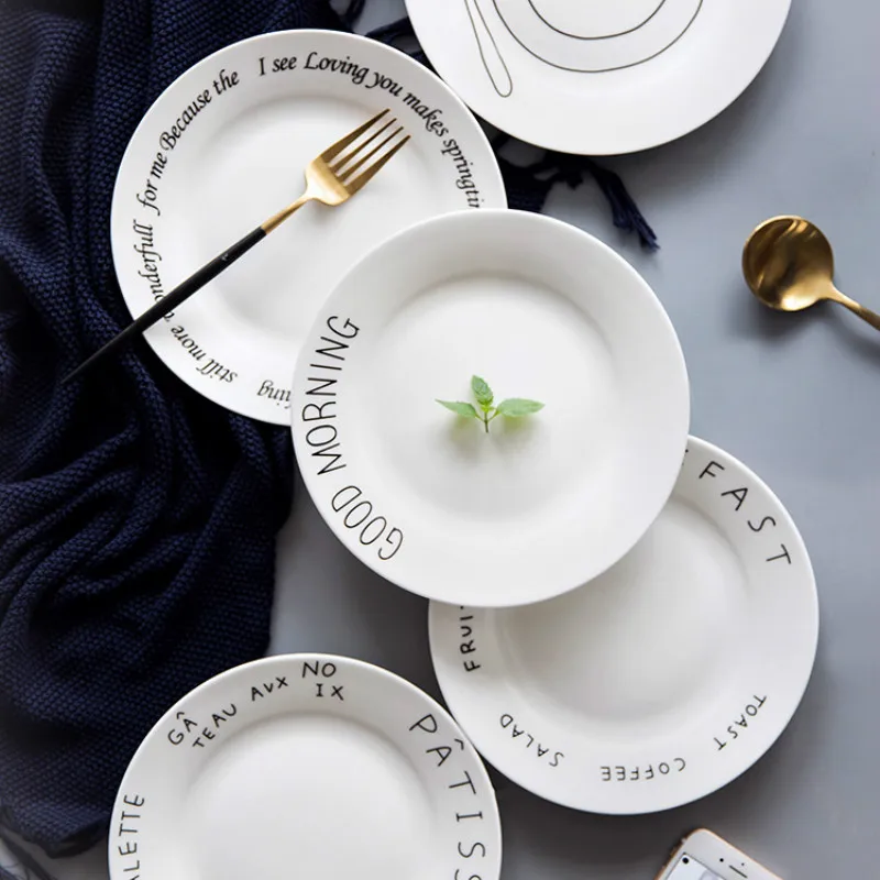 Dessert Ceramic Plate Nordic Snack Fruit Cake Pasta Steak Plate Round Dinner Vaisselle Porcelaine Kitchen Supplies DE50CP
Dessert Ceramic Plate Nordic Snack Fruit Cake Pasta Steak Plate Round Dinner Vaisselle Porcelaine Kitchen Supplies DE50CP