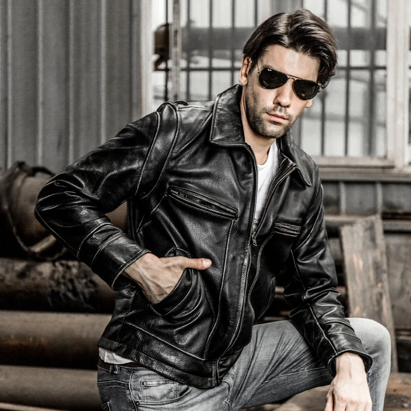 genuine 2021 vintage leather jacket men turn down collar fashion cowskin wind jacket men's real leather coat motorcycle jackets
genuine 2021 vintage leather jacket men turn down collar fashion cowskin wind jacket men's real leather coat motorcycle jackets
