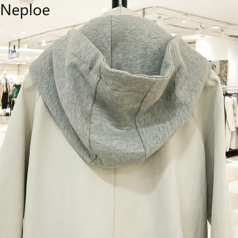 Neploe Autumn Winter New Trench Coat Women Mid Long Hooded Maxi Loose Ropa Mujer Straight Patch Casual Moda Female 2020 46609 | Женская