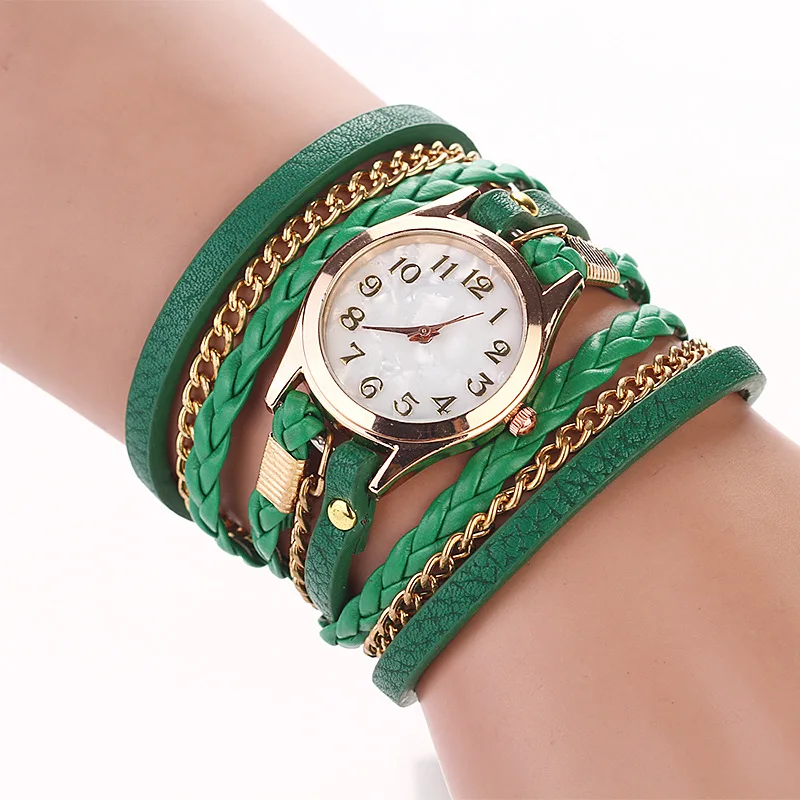 Braided Band Watch PU Leather Wrapped Bracelet Watch Chain Quartz Watch Relogio Feminino Zegarek Damski
Braided Band Watch PU Leather Wrapped Bracelet Watch Chain Quartz Watch Relogio Feminino Zegarek Damski