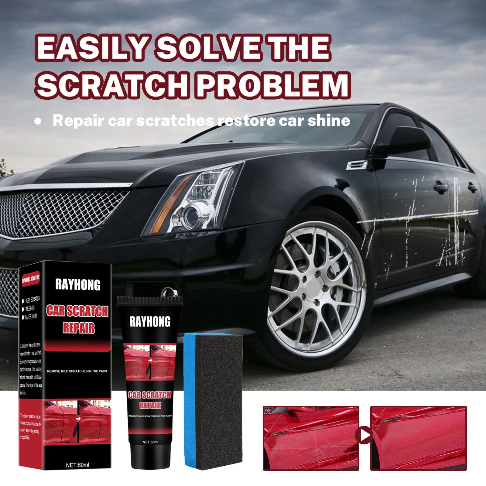 60ml Car Scratch Remover Body Repair Gel Compound Polishing Wax Light Scratch Removal Cream Tool with sponge Kit Car Care Tools
60ml Car Scratch Remover Body Repair Gel Compound Polishing Wax Light Scratch Removal Cream Tool with sponge Kit Car Care Tools