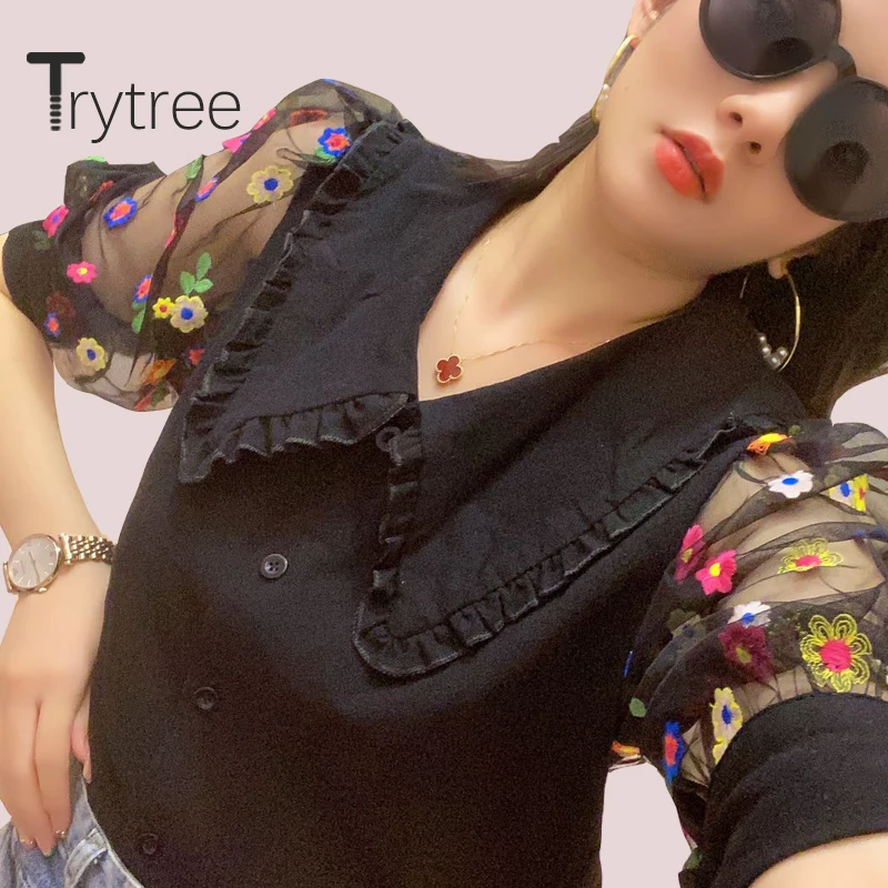 Trytree Summer Women Casual Blouse Peter pan Collar Single Breasted Puff Sleeve Patchwork Print 2 Color Fashion Vintage Blouse
Trytree Summer Women Casual Blouse Peter pan Collar Single Breasted Puff Sleeve Patchwork Print 2 Color Fashion Vintage Blouse