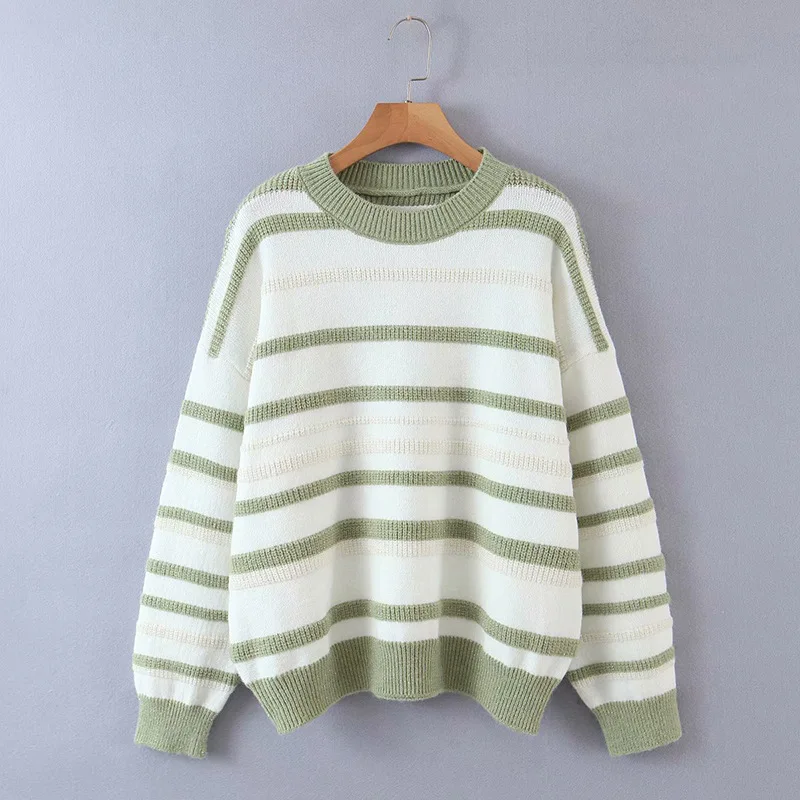 Womens Striped Sweater Long Sleeve Round Neck Jersey Spring Autumn Female Clothes Vintage Loose Casual Pullover Fashion Tops
Womens Striped Sweater Long Sleeve Round Neck Jersey Spring Autumn Female Clothes Vintage Loose Casual Pullover Fashion Tops
