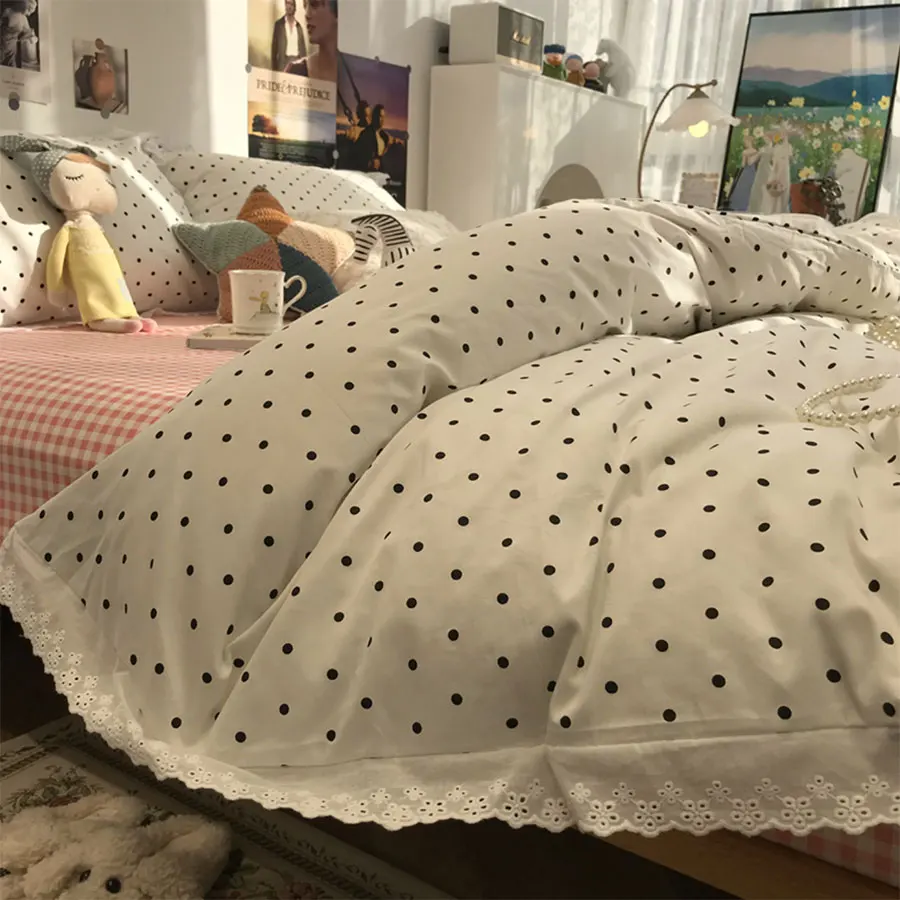 Simple cute polka dot lace bedding set kid teen adult,cotton twin full queen king home textile bed sheet pillow case quilt cover
Simple cute polka dot lace bedding set kid teen adult,cotton twin full queen king home textile bed sheet pillow case quilt cover
