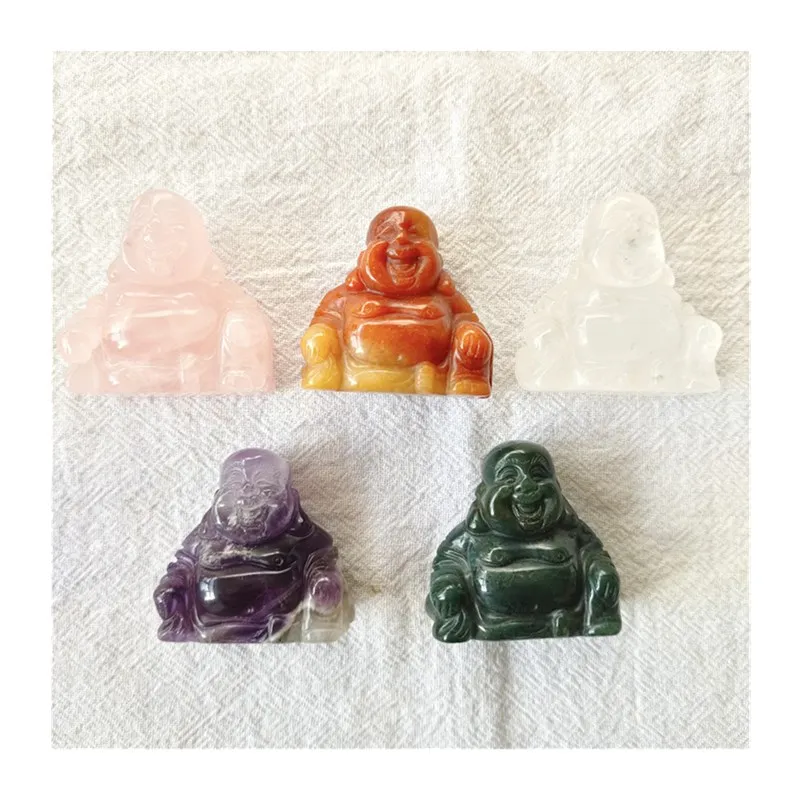 Wholesale Natural Healing Crystals Stone Carving Crafts Maitreya Rose Quartz Buddha For Christmas Decorations
Wholesale Natural Healing Crystals Stone Carving Crafts Maitreya Rose Quartz Buddha For Christmas Decorations