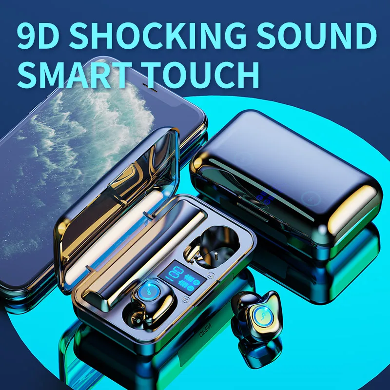Wireless bluetooth Headphones 5.0 mini fingerprint touch 9D noise reduction IPX7 Waterproof music/gaming headset
Wireless bluetooth Headphones 5.0 mini fingerprint touch 9D noise reduction IPX7 Waterproof music/gaming headset